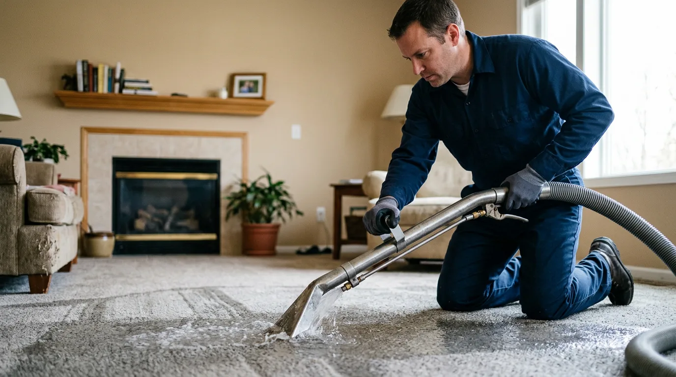 Water damage restoration technician working near Biwabik, MN